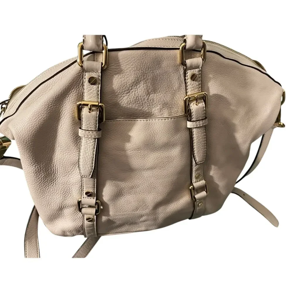 Michael Kors Bedford Legacy Medium Light Cream Convertible Satchel Pristine EUC
